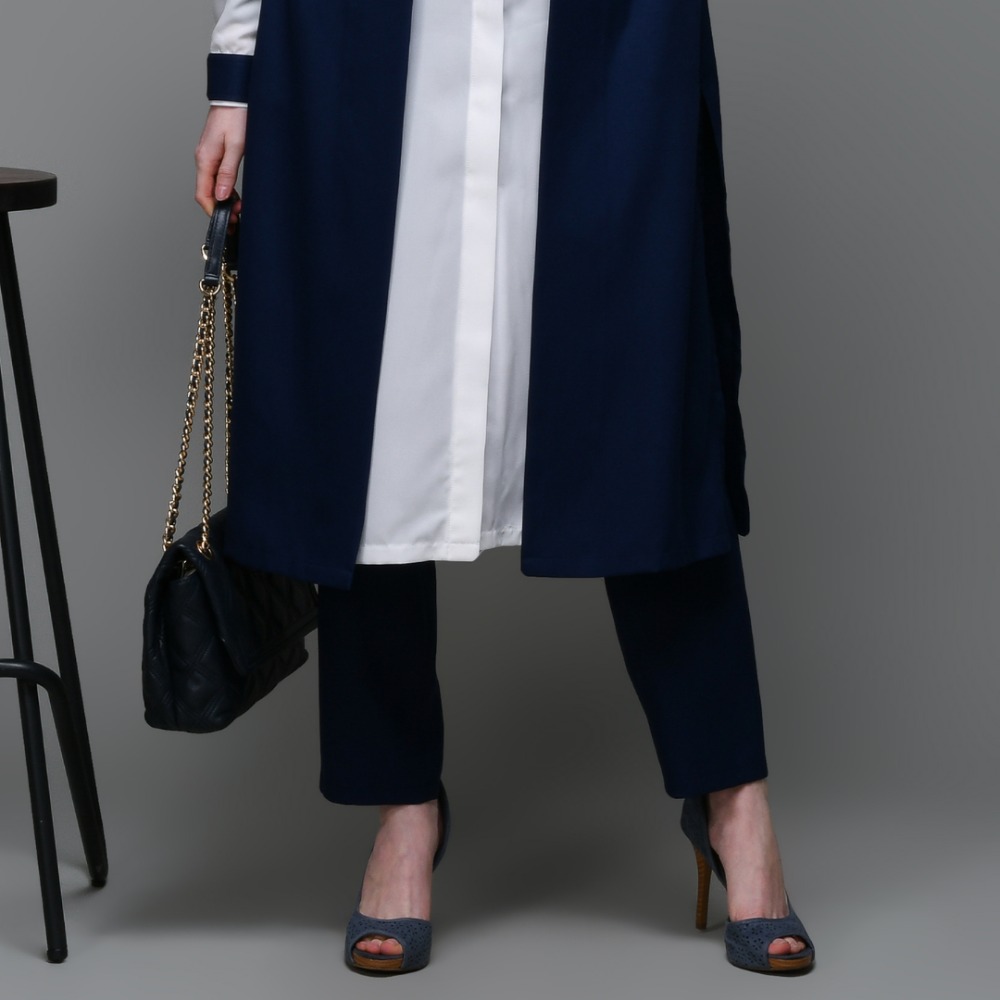 Maritime Blue Twill Pipe Pants